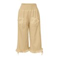 thumbnail image 4 of Snoarin Summer Plus Size Cargo Capris for Women Casual Pants With Eastic Waist, Solid Color Splashed Ink Print, Tie Dyed Ink, Seven Point Loose Wide Leg Pants Trousers for Women on Clearance, 4 of 5