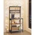 thumbnail image 2 of Bakers Rack with Charging Station, 80 cm Coffee Bar with Adjustable Storage Shelf, Microwave Stand, Grid Panel, 12 Hooks, for Kitchen, Heather Greige and Ink Black, 2 of 8