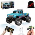 thumbnail image 1 of Mini Rc Monster Truck  1/64 Scale Monster Truck with Lights  2.4Ghz Remote Control Car Rechargeable Mini Monster Truck Rc  Alloy Rc Semi Truck for Kids Gifts  Speed Adjustable, 1 of 7