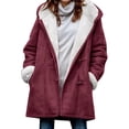 thumbnail image 1 of Innerwin Jacket Long Sleeve Ladies Coat Holiday Buttons Baggy Outwear Burgundy 5XL, 1 of 3