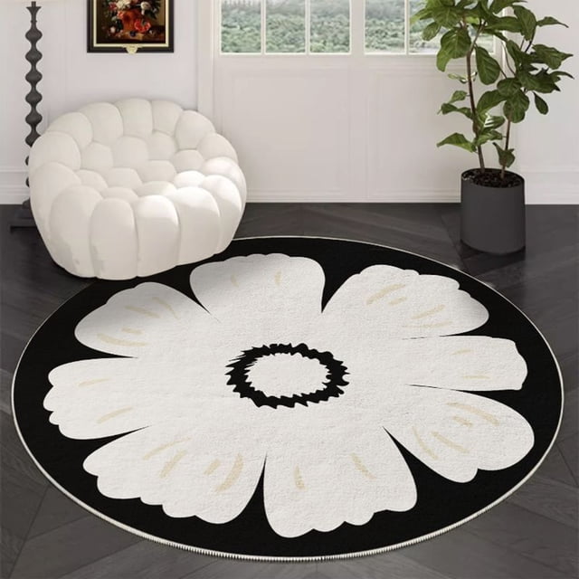 Amzcrzy Round Area Rug Large Round Area Rug for Living Room Bedroom, Non-Slip Rugs for Kids Room, Background Washable Carpet Floor Mat for Home Nursery Room Decor Bathroom Rugs Bathroom Decor