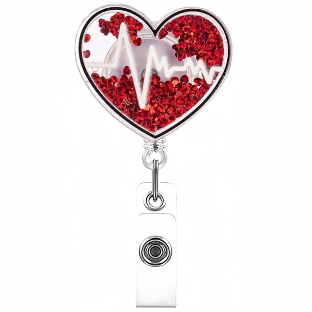 BKER Porte-Badge Rétractable à Paillettes, Accessoire Scintillant, Porte-Badge Acrylique Réutilisable avec Clip pour Travail, École, Événements, Fêtes et Plus
