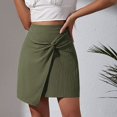 thumbnail image 3 of B91xZ Jupes Taille Haute pour Femmes Jupe Midi Longue Extensible avec Poches, Vert m, 3 of 5