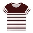 thumbnail image 2 of Zwiiyzr T-Shirt Rayé 2025 pour Enfants Col Rond Manches Courtes pour Garçons Filles Rouge-11-12 Ans, 2 of 6