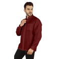 thumbnail image 4 of Bestman Solid Long Sleeve Shirt For Mens Front Double Button Placket Chinese Collar Shirt, 4 of 7