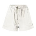 thumbnail image 4 of Pisexur Womens Shorts Solid Color Elastic Waist Shorts Summer Casual Adjustable Drawstring Shorts Quick Dry Gym Yoga Workout Shorts Comfy Loose Linen Shorts Plus Size Shorts with Pockets S-5XL, 4 of 7