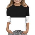 thumbnail image 1 of Splozh Blouse pour Fillette, T-Shirt Décontracté à Col Rond à Manches Trois Quarts, Haut Basique Régulier à Manches 3/4, Blanc, 3-4 Ans, 1 of 5