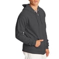 thumbnail image 2 of Hanes Mens ComfortBlend EcoSmart Full Zip Hoodie, L, Charcoal Heather, 2 of 5