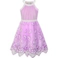thumbnail image 1 of Robe Fille Violette Brodée Papillon Robe Dos Nu Fête 5 Ans, 1 of 6