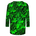 thumbnail image 5 of cfhntfmh Chemise de la Saint-Patrick pour Femmes Grande Taille Blouse Imprimée Manches 3/4 Col Rond Mode 2025, 5 of 5