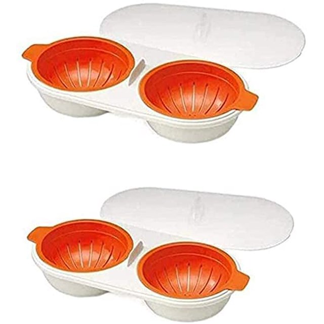 Cuiseur à Œufs Micro-Ondes Double Tasse Double Couche (2 Pcs)