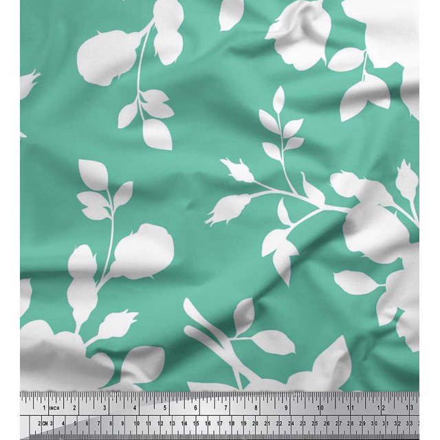 Soimoi Georgette Viscose Fabric Leaves & Floral Artistic Decor Fabric Printed Yard 42 Inch Wide
