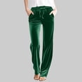 thumbnail image 2 of Plebaso Womens Velvet Pants Elastic Waist Drawstring Lounge Pants Straight Leg Trousers with Pockets, 2 of 5
