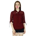 thumbnail image 1 of Bimba Haut Personnalisé en Georgette pour Femme Tenue Formelle Blouse à Manches Transparentes, 1 of 1