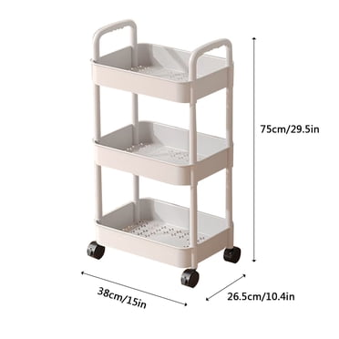 Organizers and Storage,3-Tier Rolling Storage Cart with Wheels- Plastic Multi-Room Organizer for Kitchen- Living Room-Office -Bathroom,Rolling Carts with Wheels,Bathroom Storage Organizer
