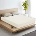 thumbnail image 1 of PiccoCasa Soft 100GSM Full Striped Bed Fitted Sheets 16 Inch Deep Pocket Khaki, 1 of 7