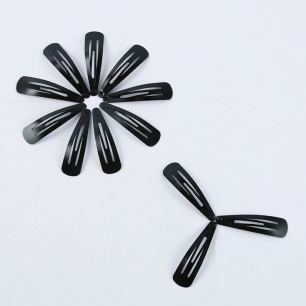 50Pcs Girl Black Hair Clips Barrettes Snap Clips Metal Epoxy Snap