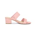 thumbnail image 3 of BLISSFUL STEP Women's Shoes Dual Straps Mid Chunky Heel Slide Sandals Light Pink 7.5, 3 of 8