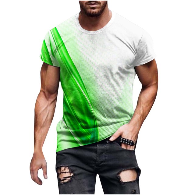 Qertyioot T-Shirt à Manches Courtes pour Hommes, Col Rond, Imprimé, Entraînement Physique, Sport, en Solde