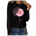 thumbnail image 1 of Fridja Haut Femme Cancer du Sein Décontracté Manches Longues Col Rond Chandail en Molleton Pull Blouse, 1 of 4