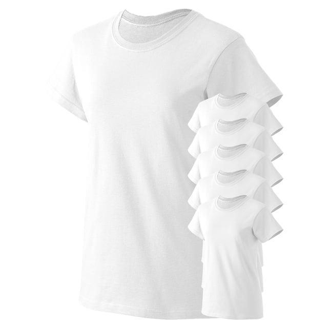 Gildan T-Shirt Jersey à Ourlet Inférieur Classique et Confortable pour Femmes, Lot de 6