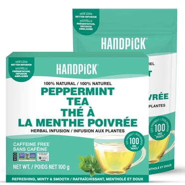 HANDPICK Peppermint Tea Sachets, 100 Unités / Tisane Sans Caféine