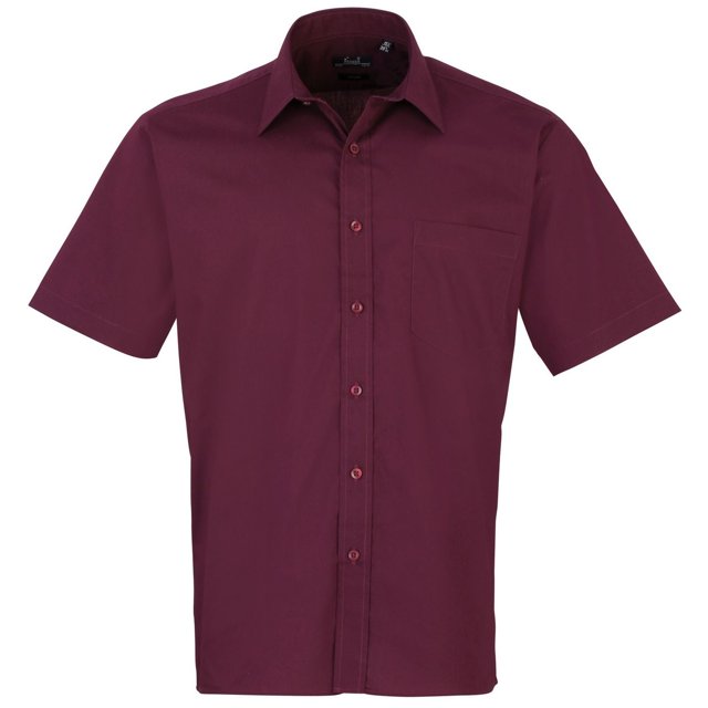Premier Chemise de Travail Formelle en Popeline Unie à Manches Courtes pour Hommes