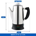 thumbnail image 3 of APOXCON Percolateur à Café Électrique Cafetière en Acier Inoxydable avec Verre Résistant à la Chaleur, Bouton de Progression d'Infusion Transparent, Maintien au Chaud et Sans Fil, 3 of 8