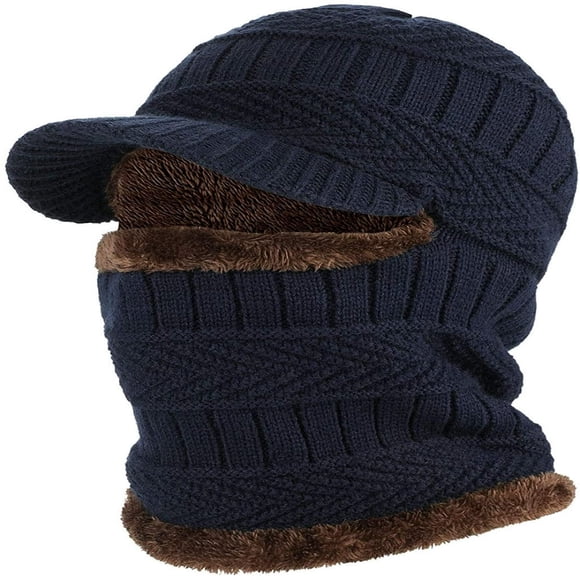 EIGTHTAIL Unisex Men Women Knitted Balaclava Beanie Hat Winter Neck Warmer Ski Face Cover Neck Gaiter (Black)
