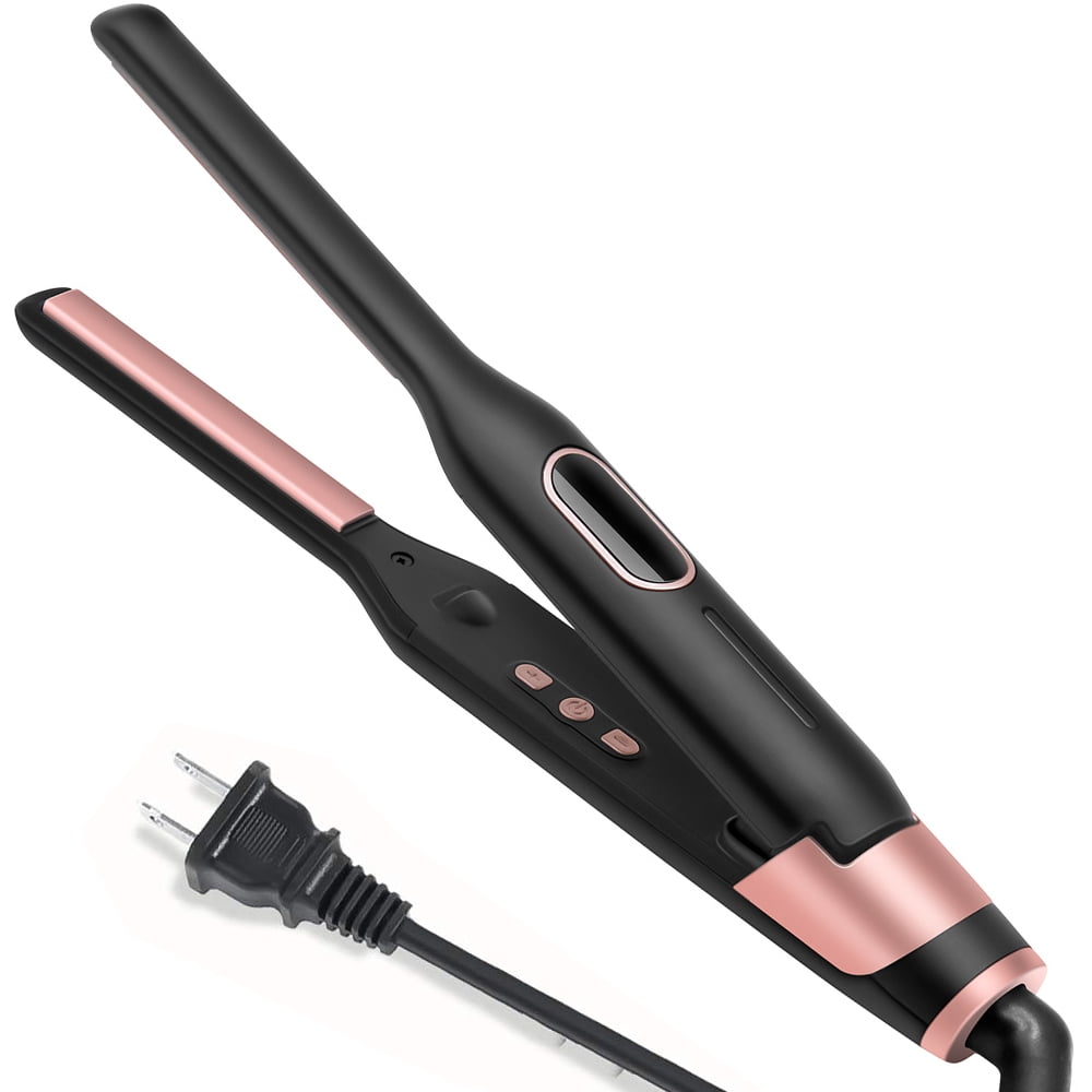 Pencil Flat Iron for Edges, Small Flat Irons for Short Hair, 3/10 Inch Small Hair Straightener for Men, Ceramic Mini Flat Iron for Pixie & Beard, 15s Fast Heat up, Dual Voltage, Auto Shut Off