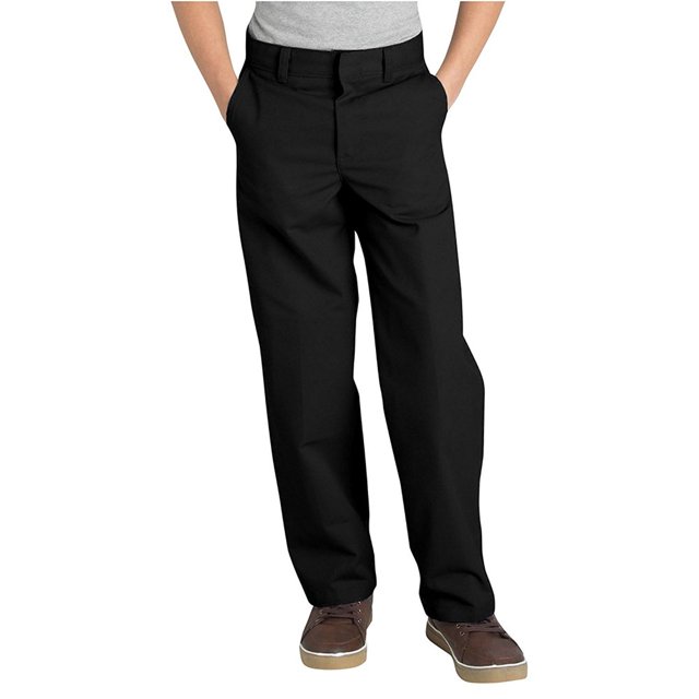 Dickies Boys Classic Fit Straight Leg Flat Front Pants, 4-7, 5, Black