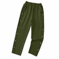 thumbnail image 4 of Timegard Womens Pants Elastic High Waist Lightweight Side Button Solid Color Lounge Trousers with Pockets, 4 of 7