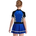 thumbnail image 2 of YiZYiF Racer Girls Costume Kids Racing Driver Fancy Dress-up Short Sleeve Zip Back A Line Dress Royal Blue 16, 2 of 7