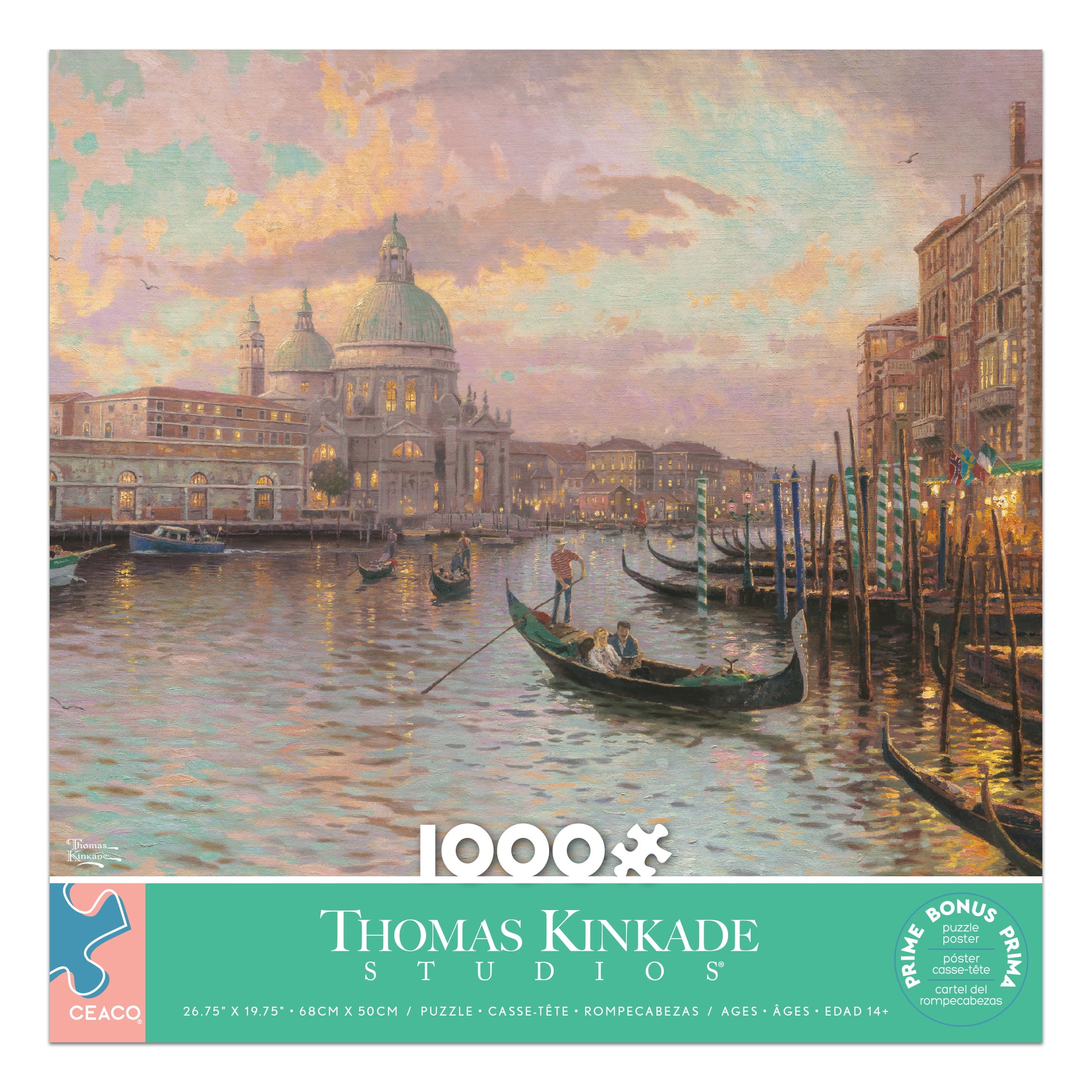 Ceaco Thomas Kinkade Venice 1000-Piece Interlocking Jigsaw Puzzle for Adults Ages 14+