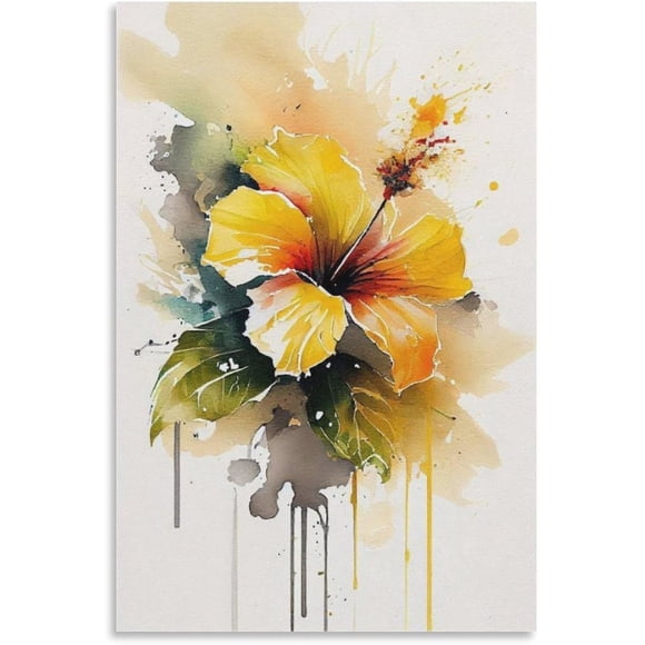 PPHAOSHO Aquarelle Abstraite Colorée Mooi Fleurs Affiche Peinture Sans Cadre Toile Affiches Murales Art Image Impression Déco Maison Moderne 20x30 Pouces