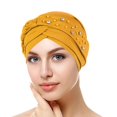 thumbnail image 4 of Womens Large Elastic Solid Color Comfortable Flat Hat Single Color Stud Bead Single Color Single Strip Stud Bead Drill Braid Cap, 4 of 4