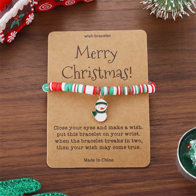 WIFKLSIIPG Christmas Bracelet Card Merry Christmas Wish Bracelet Stackable Christmas Beaded Bracelets Christmas Bracelet Jewelry for Mom Daughter Sister