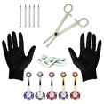 thumbnail image 1 of BodyJ4You 15PCS Professional Piercing Kit Goldtone Steel 14G Double CZ Belly Navel Ring Body Piercing Set, 1 of 6