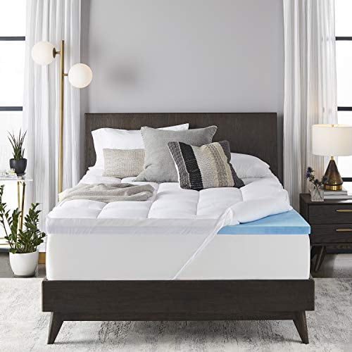 Sleep Innovations 4-inch Dual Layer Gel Memory Foam Mattress Topper Enhanced Support, Queen
