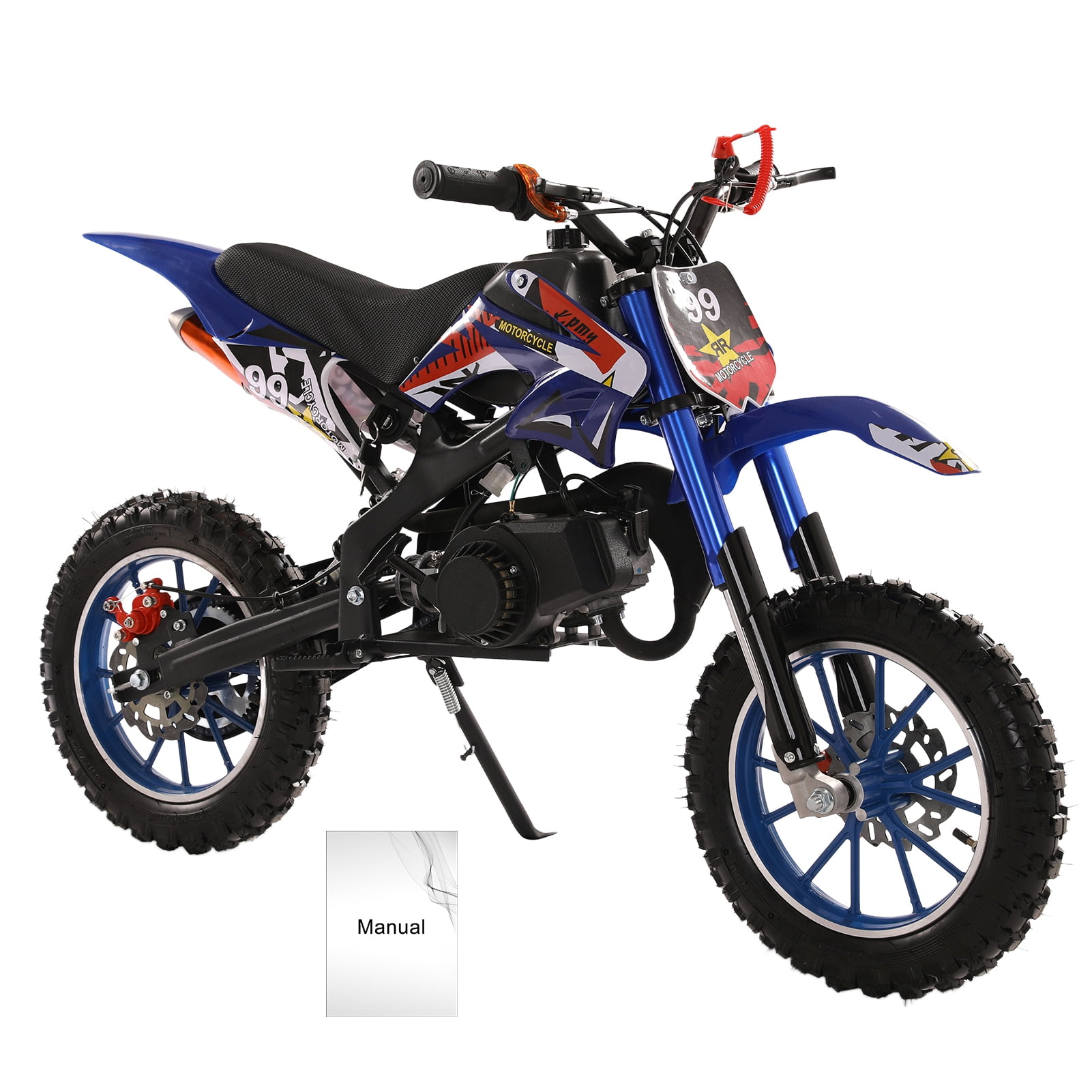 49cc 2-Stroke Kids Dirt Bike, Gas Power Motocross, Off Road Mini Motorcycle, Pocket Motorbike with Front Rear Disc Brakes, Racing Max Speed 40KM/H