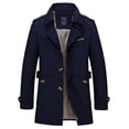thumbnail image 2 of CEHVOM Men Casual Solid Turndown Single-breasted Windbreaker Side Slit Pocket Multi-button Coat Sales, 2 of 2
