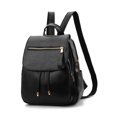 thumbnail image 3 of Women PU Backpack Large Capacity Travel Organizer School Solid Capacity Woman Backpacks Color Causal Adjustable Handbag Rucksack Tote Shoulder Bag Black, 3 of 8