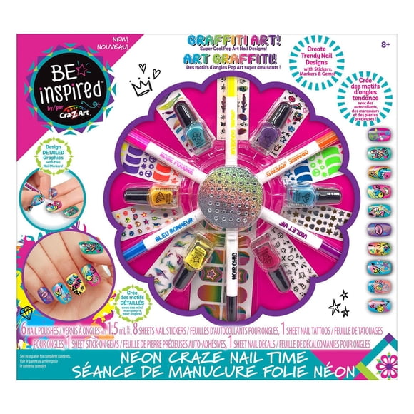 Be Inspired Graffiti Nail Art. Ages 8+. Great March Break Item