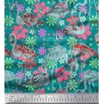 thumbnail image 1 of Soimoi Rayon Fabric Floral & Flamingo Bird Print Fabric by The Yard 42 Inch Wide, 1 of 4