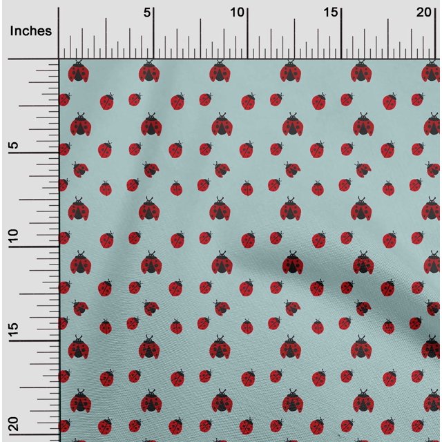 oneOone Tissu Jersey Coton Bleu Clair Rouge Insecte Matériel de Robe Tissu Imprimé Tissu au Mètre 58 Pouces de Large
