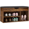 thumbnail image 1 of HOMCOM Shoe Bench Entryway Rack w/ Padded Cushion for Hallway, Rustic Brown, 1 of 10