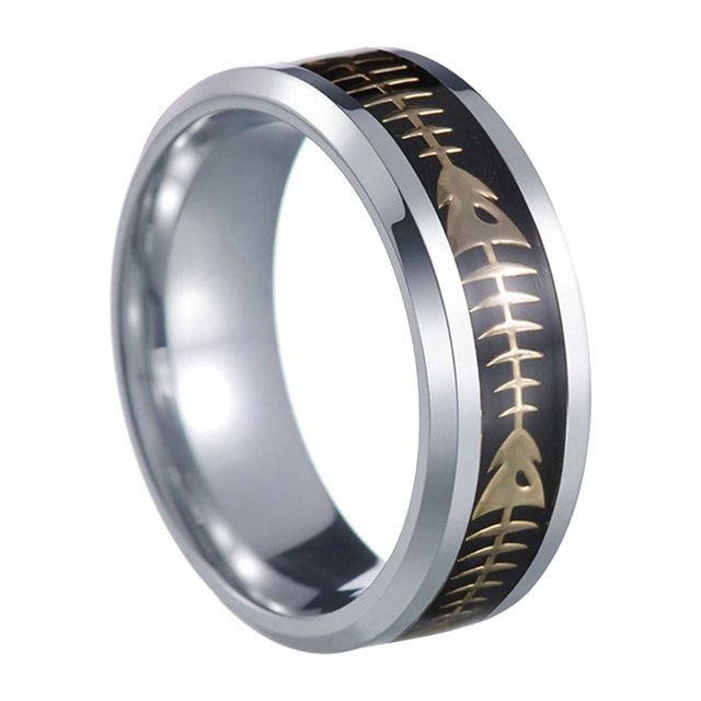 Dvkptbk A Rings Men's New Stainless Steel Trend Jewelry 8mm Fishbone Patch Ring6-13 Jewelry