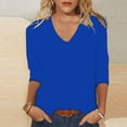 thumbnail image 2 of HKEJIAOI 3/4 Chemises Manches pour Femmes Col Rond Imprimé Floral Blouse d'Été L, 2 of 5