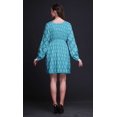 thumbnail image 4 of Bimba Robe Midi à Manches Longues Imprimé Floral Damassé Pochoir Bleu Vêtements pour Femmes-Large, 4 of 7