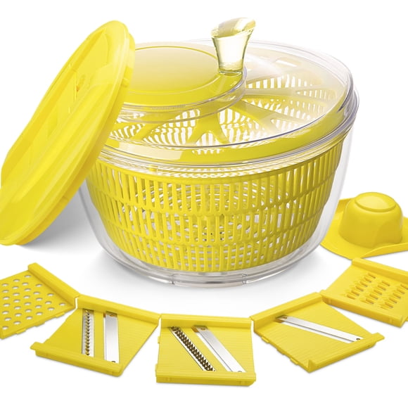 Stelive 5L 2-in-1 Salad Spinner Salad Vegetable Chopper Slicer Food Choppers Vegetable Slicer (Yellow)